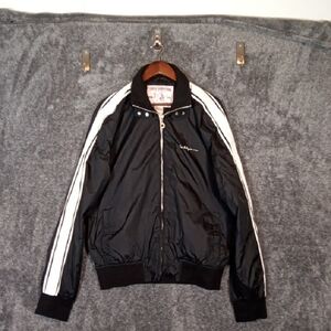 True Religion Windbreaker Striped Sleeves Full Zip High Neck Mens Xl